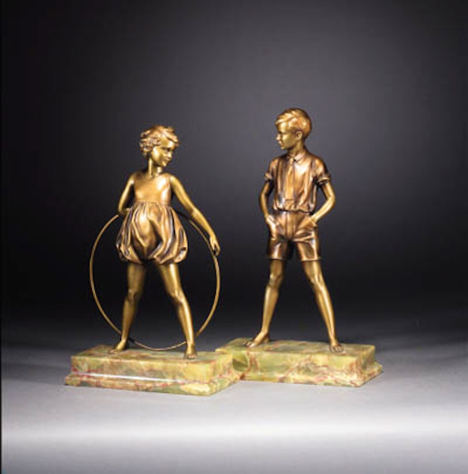 Boy. Girl with hoop by Ferdinand Preiss