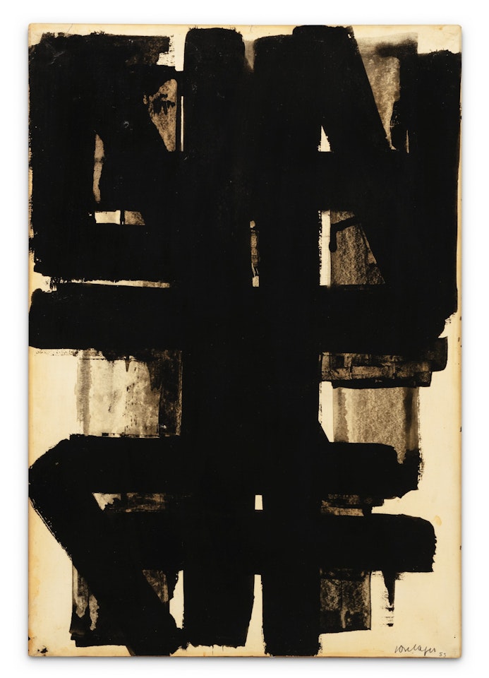 Gouache sur papier, 76 x 50 cm, 1955-2 by Pierre Soulages