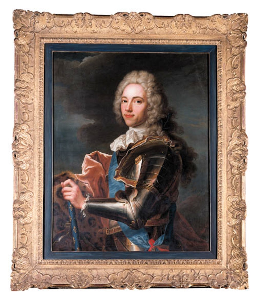 Portrait of Duc de Broglie in armour and sash of Order of St Esprit by Hyacinthe Rigaud