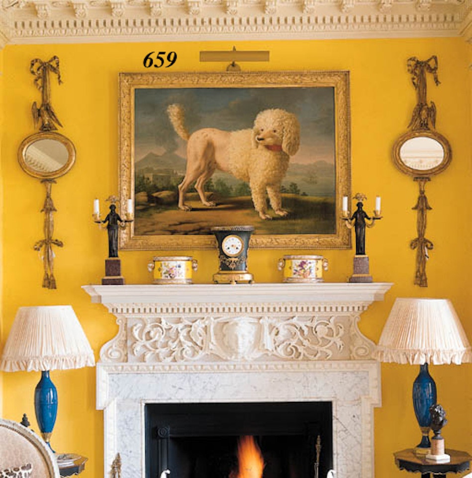 Portrait of Codina, proabaly Lady Hamilton's poodle, man-o-war beyond by Neapolitan School