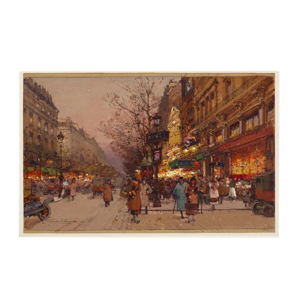 Les Grands Boulevards près du théâtre des variétés by Eugene Galien-Laloue