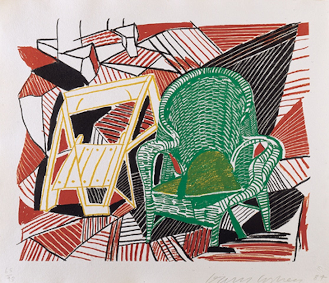 Two Pembroke studio chairs by David Hockney