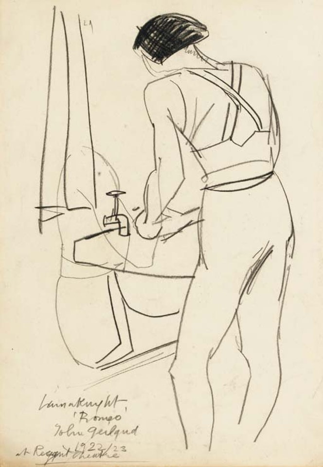 John Gielgud at the washstand by Laura Knight