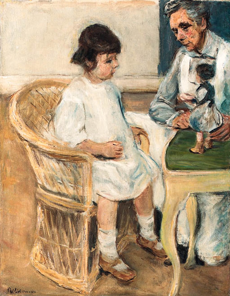 Die enkelin im korbsessel nach rechts by Max Liebermann