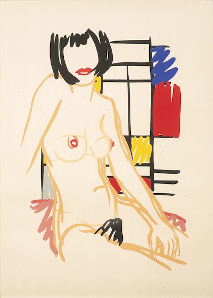 Monica sitting with Mondrian by Tom Wesselmann