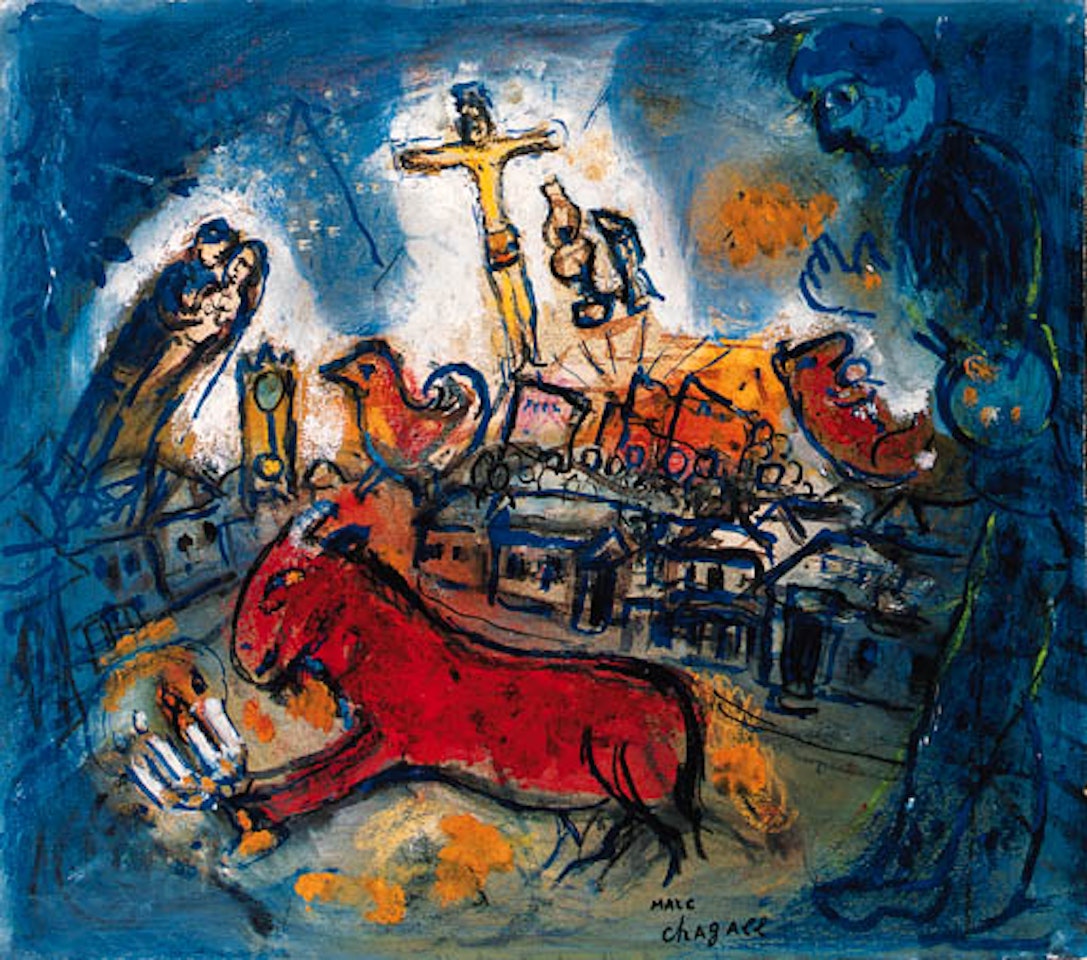 Ane rouge au chandelier by Marc Chagall