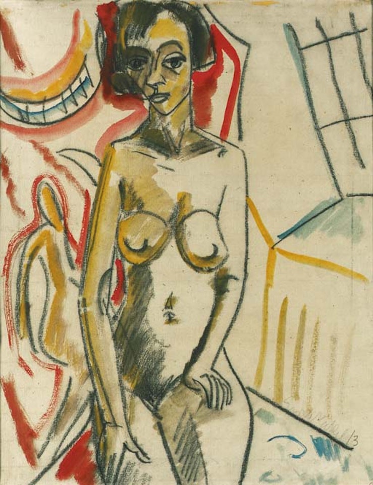 Weiblicher akt beim studiofenster by Erich Heckel