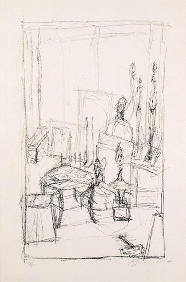 Heads and stool by Alberto Giacometti