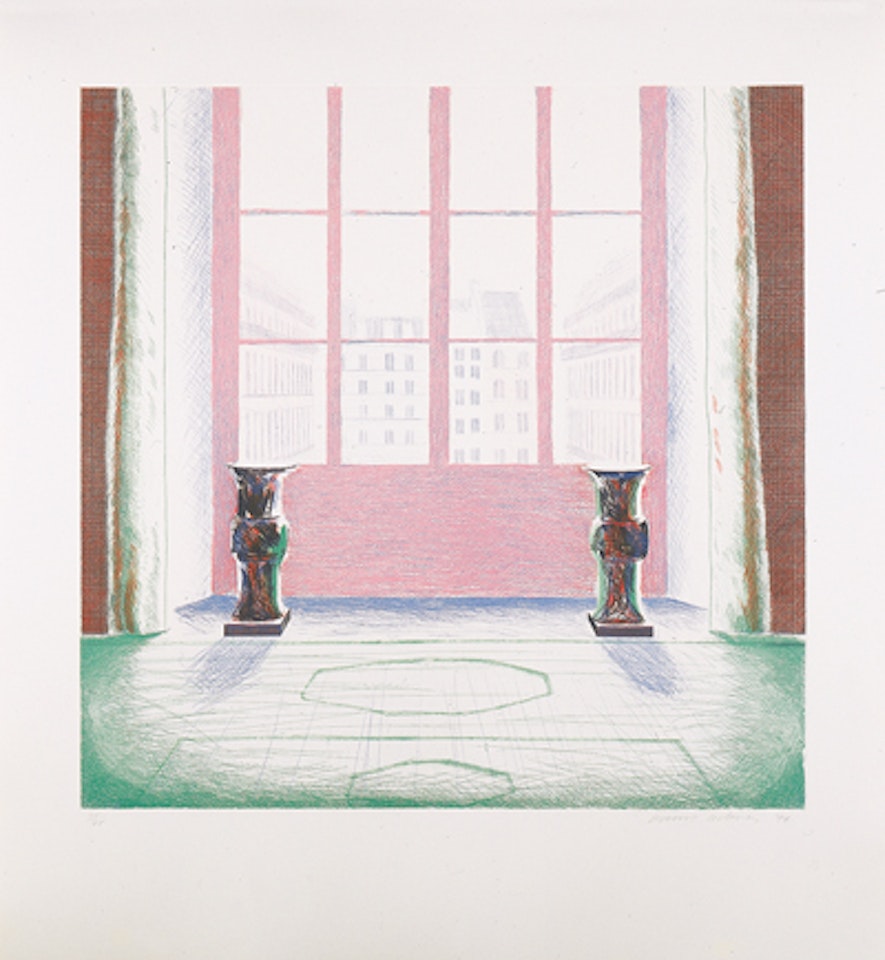 Two vases in the Louvre by David Hockney