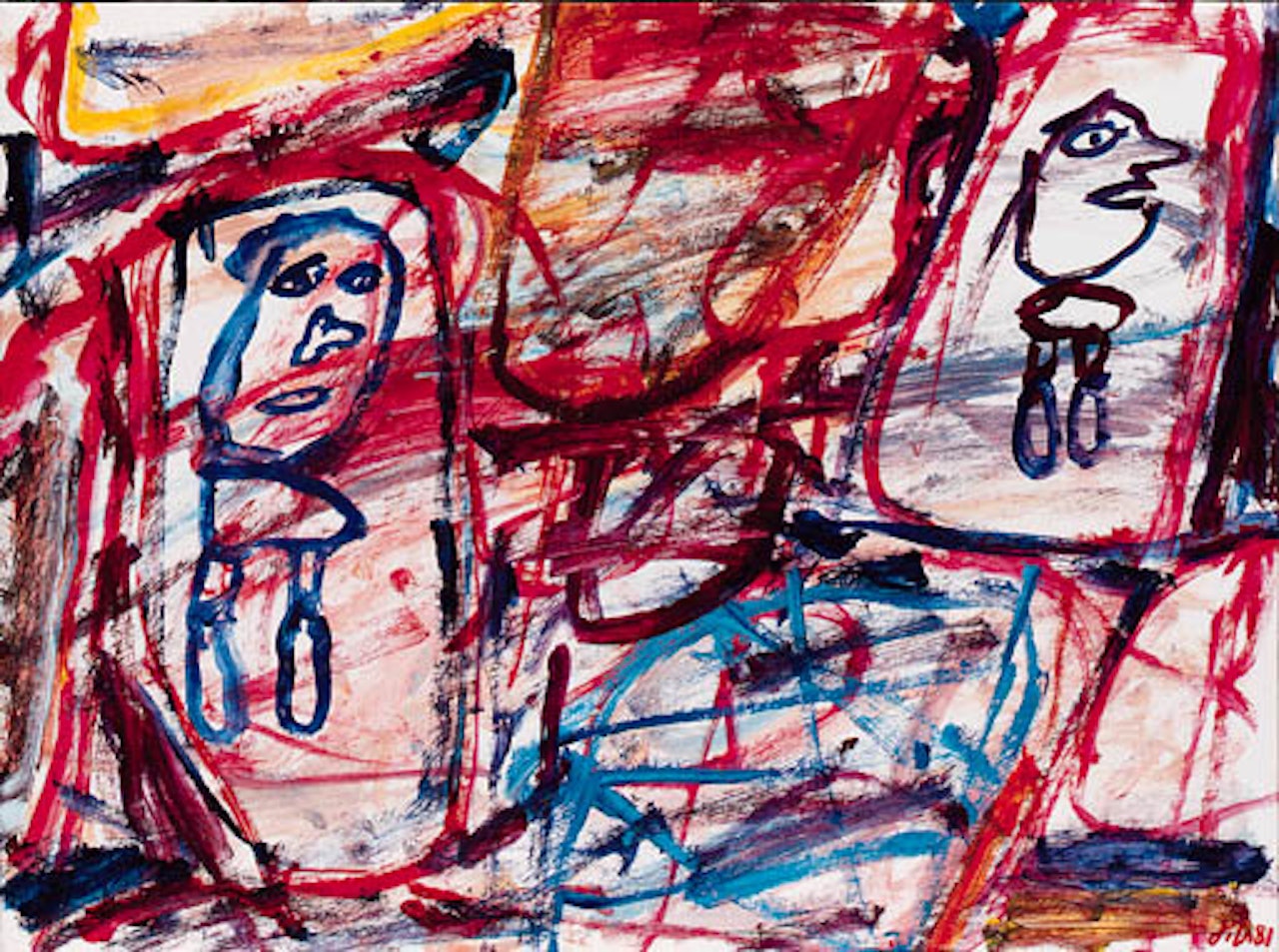 Site avec 2 personnages by Jean Dubuffet