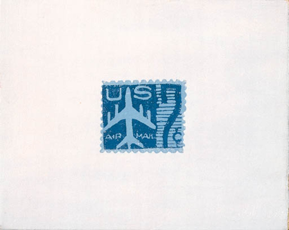 Blue airmail stamp by Andy Warhol