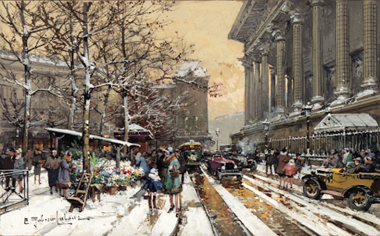 Le marche aux fleurs by Eugene Galien-Laloue