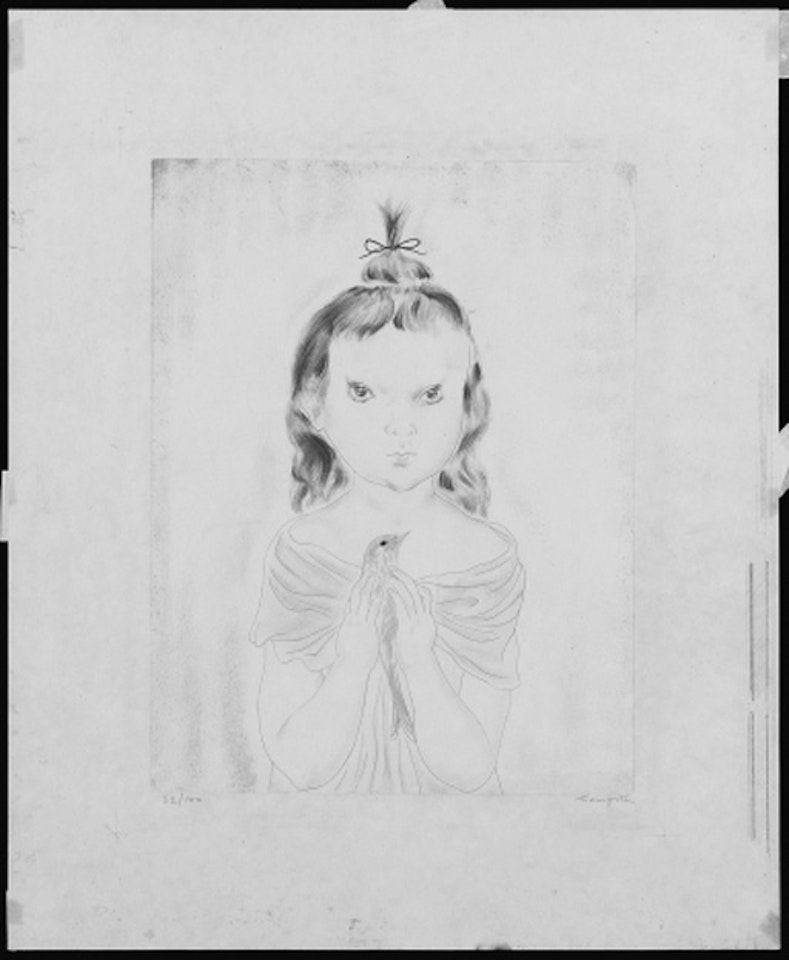 Petite fille a l'oiseau by Leonard Tsuguharu Foujita