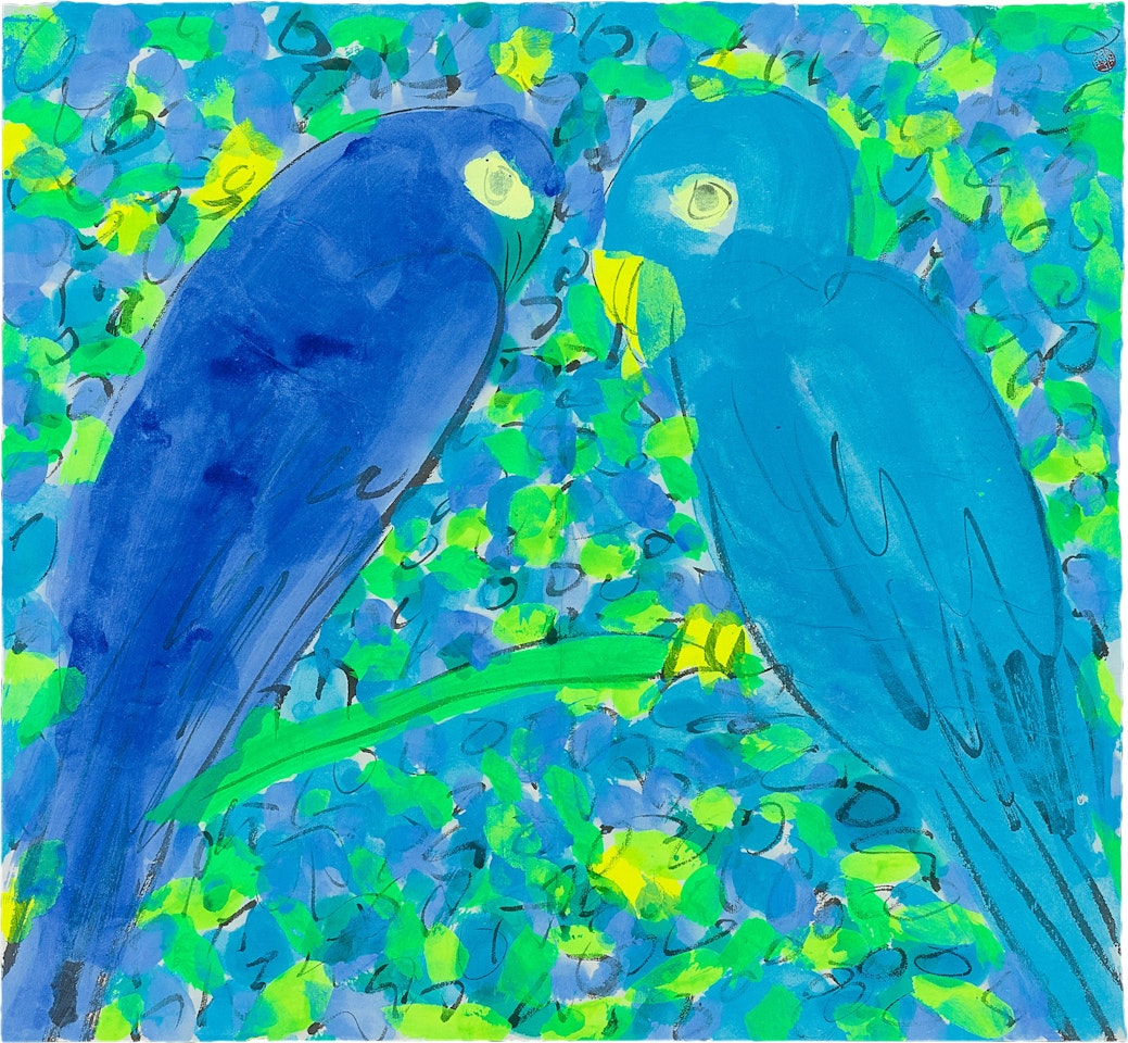 Walasse Ting 丁雄泉 | Parrots 鸚鵡 by Walasse Ting