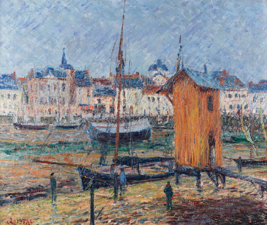 Le port de Pornic, effet de pluie by Gustave Loiseau