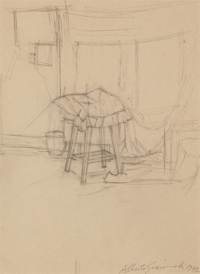 Tabouret avec coussin (recto); Nu assis (verso) by Alberto Giacometti