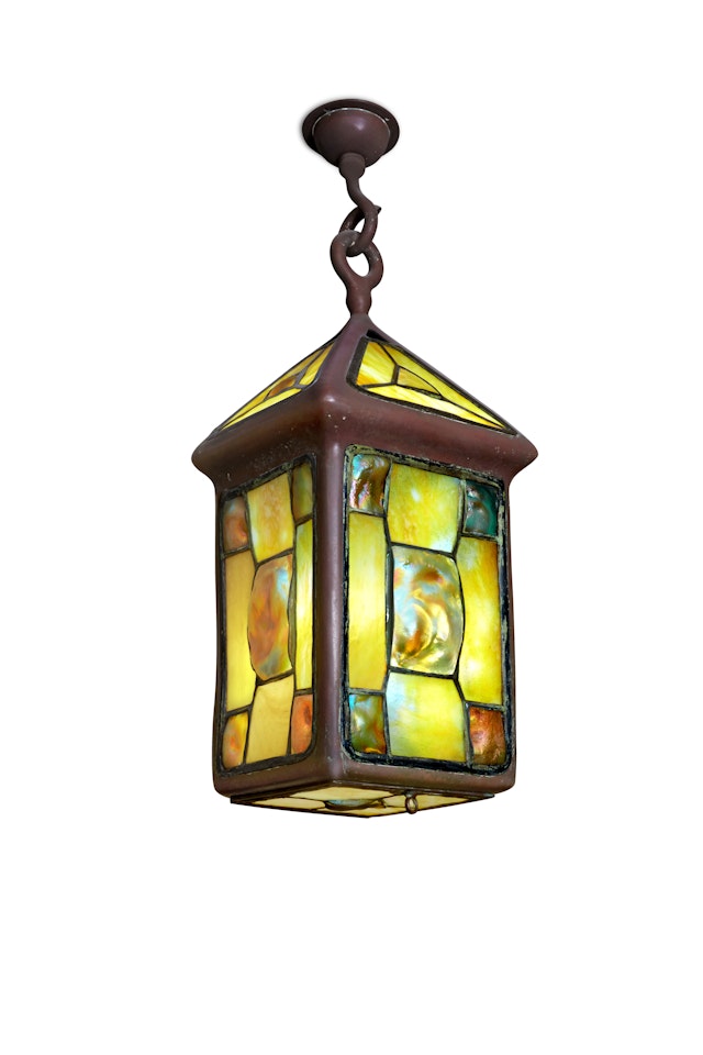 "Geometric and Turtle-Back" Lantern by Tiffany Studios
