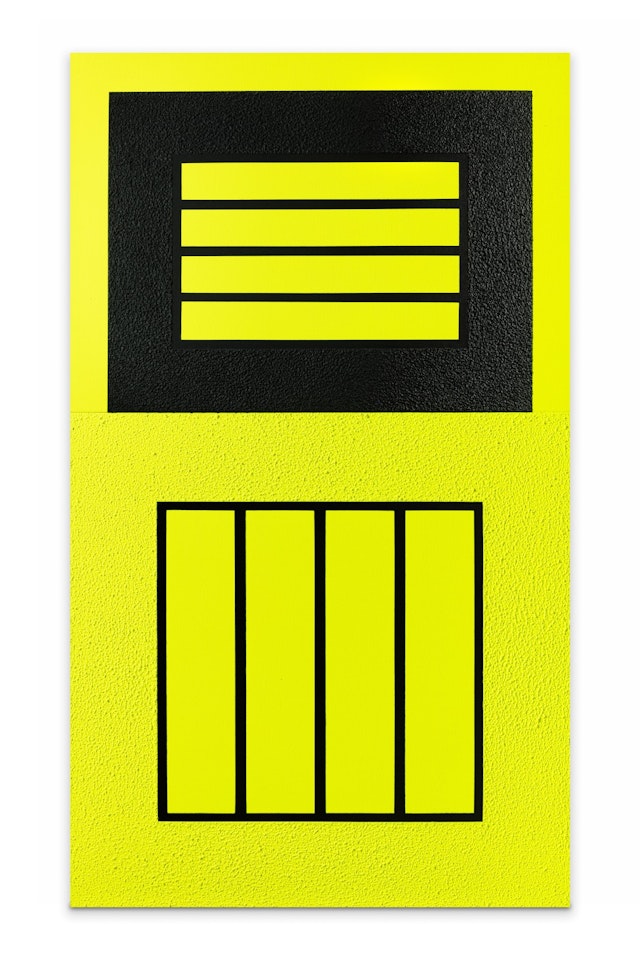 Black Prison Above Yellow Prison by Peter Halley