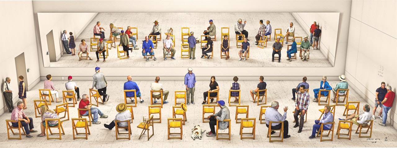 Pictured Gathering with Mirror by David Hockney