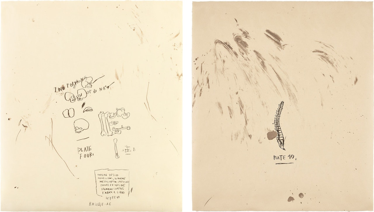 Untitled (Two Portions of Bones); and Untitled (Plate 10), from Untitled: from Leonardo by Jean-Michel Basquiat