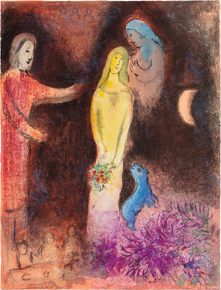 Chloé vêtue et coiffée par Cléariste (Chloe is Dressed and Braided by Cleariste), from Daphnis et Chloé (M. 345, see C. bks 46) by Marc Chagall