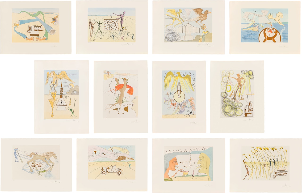 Hommage à Leonardo da Vinci (American Inventions) (M. & L. 808-819) by Salvador Dali
