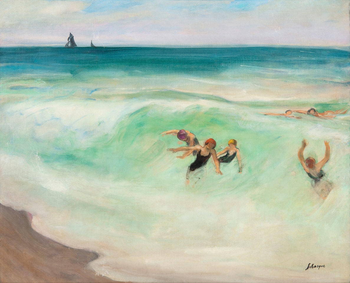 Baigneurs dans la vague by Henri Lebasque
