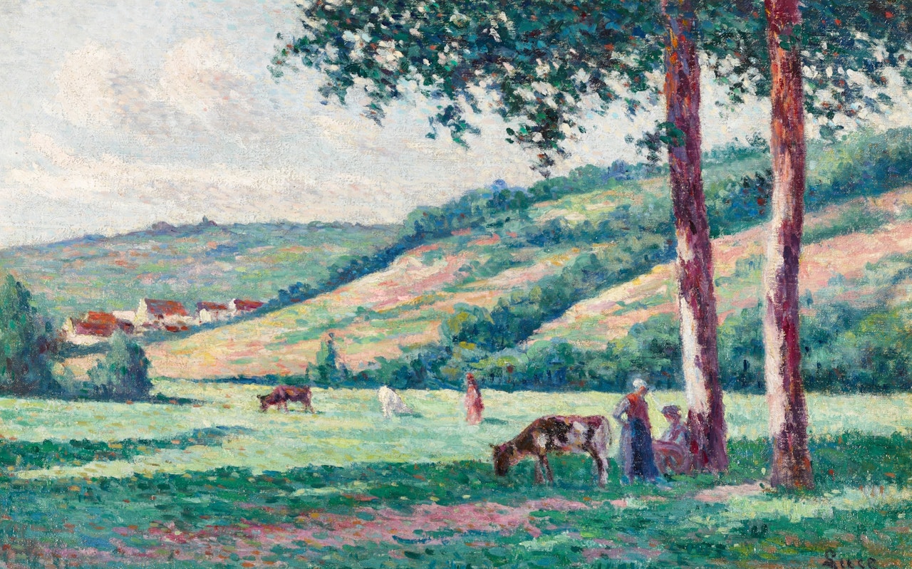 Paysage aux bergères et vachers by Maximilien Luce