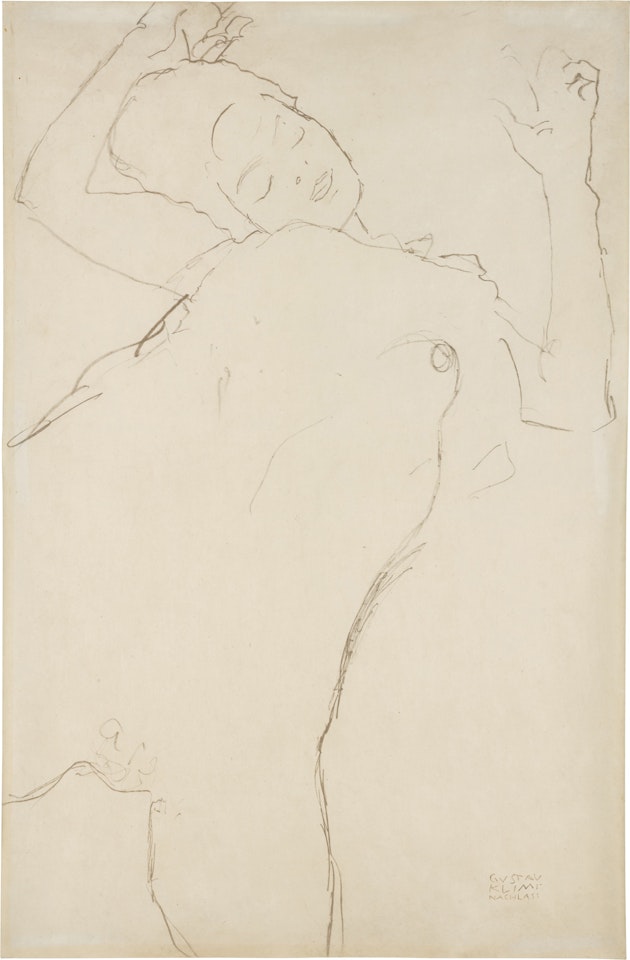Halbakt mit erhobenen Armen (Half nude with raised arms) by Gustav Klimt