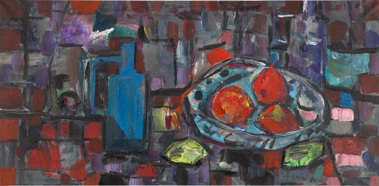 Still Life with Fruit and Blue Bottle by Paul Aizpiri