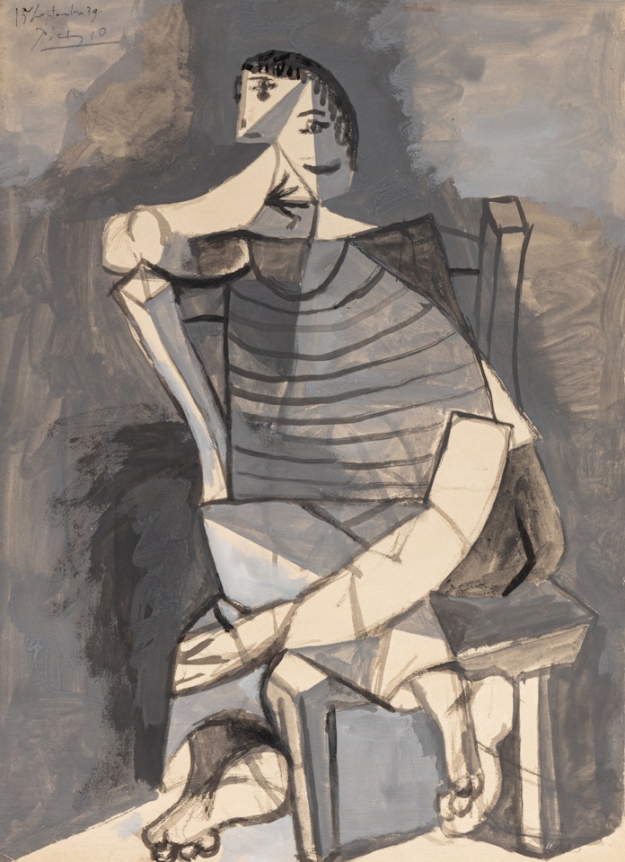 Homme au tricot rayé assis by Pablo Picasso