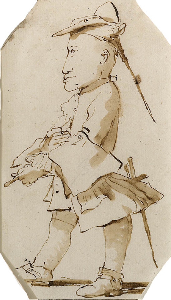 Caricature of gentleman in profile to left by Giovanni Battista Tiepolo