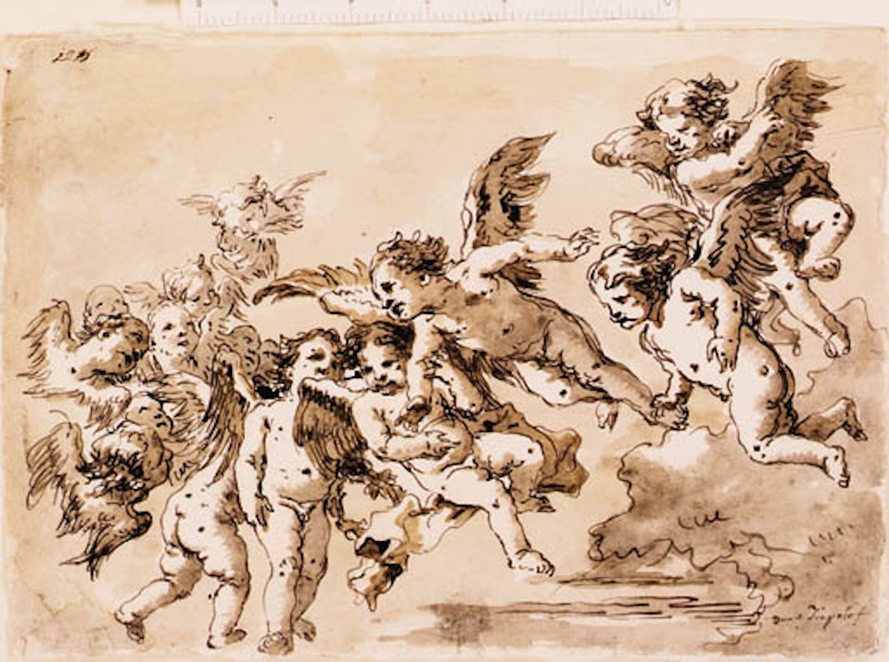 Angels in flight by Giovanni Domenico Tiepolo