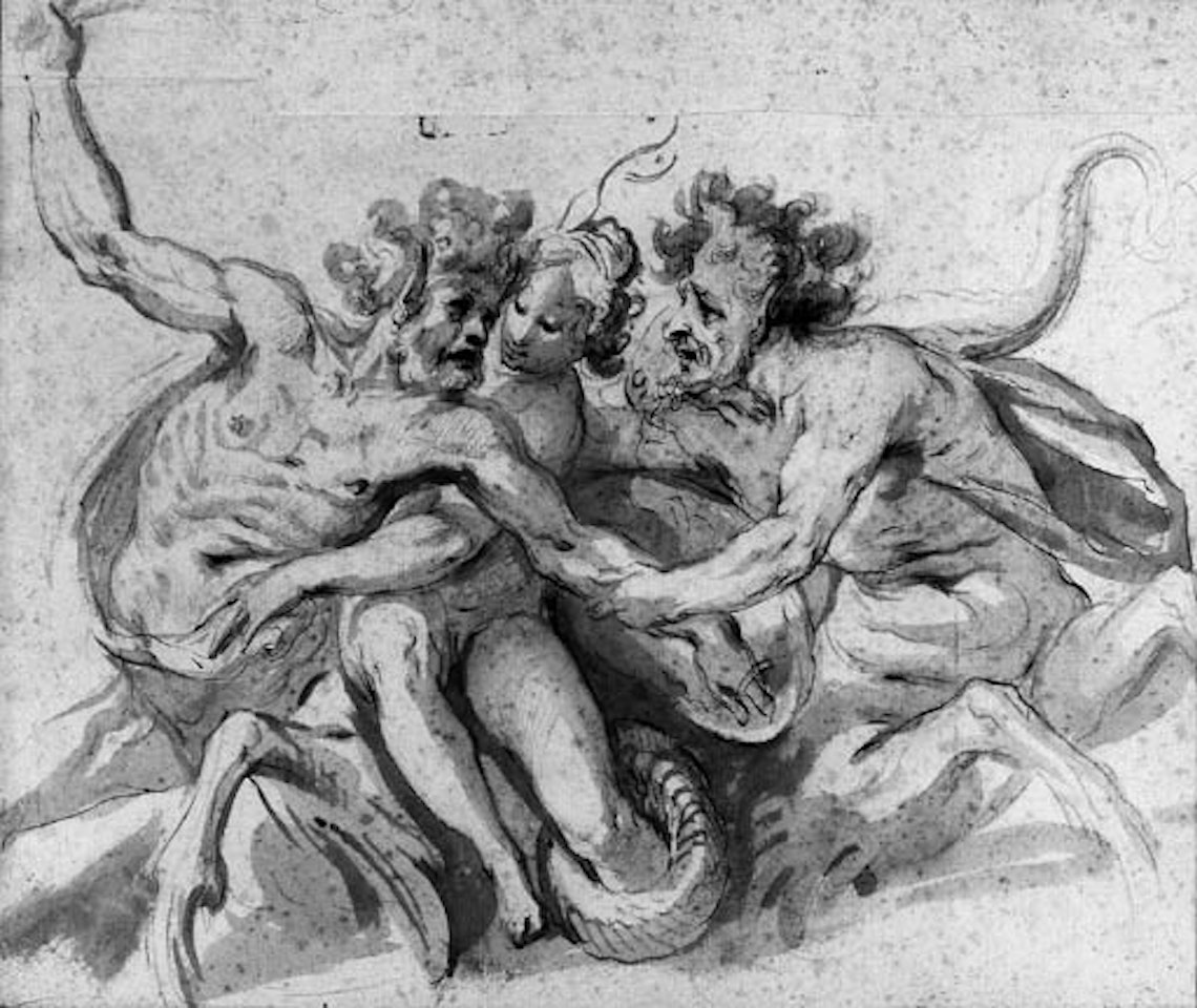 Two water centaurs raping a woman by Joseph Heintz the Younger