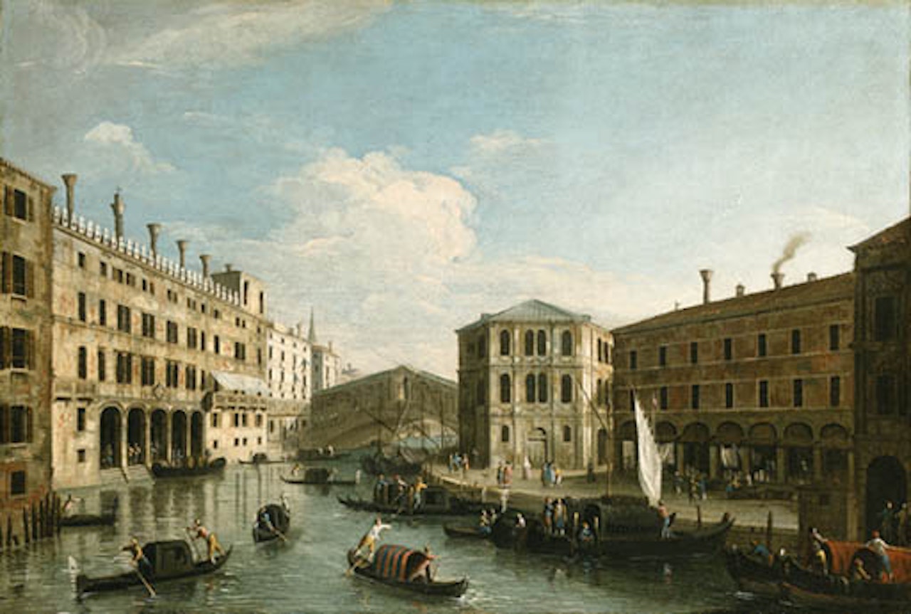 Grand Canal and Rialto Bridge, Venice, from the north by Apollonio Domenichini