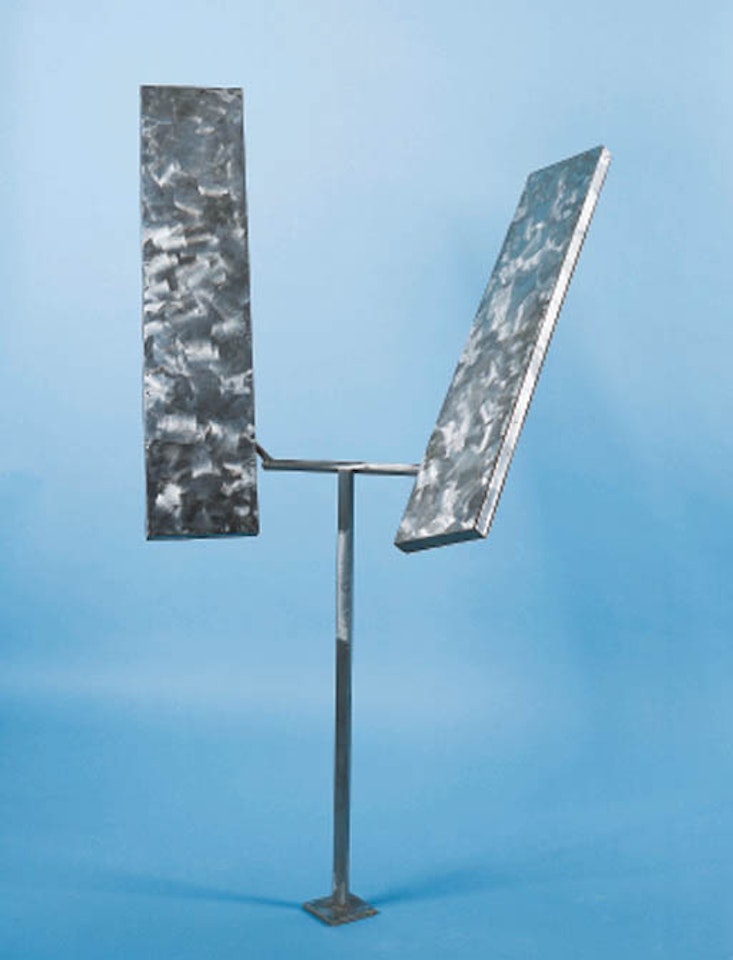 Two rectangles, broken line by George Rickey