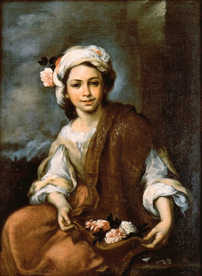 Allegory of Spring, young girl holding flowers by Bartolomé Esteban Murillo