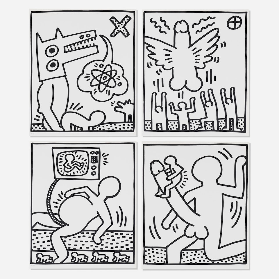 Four works from the Lucio Amelio Suite by Keith Haring