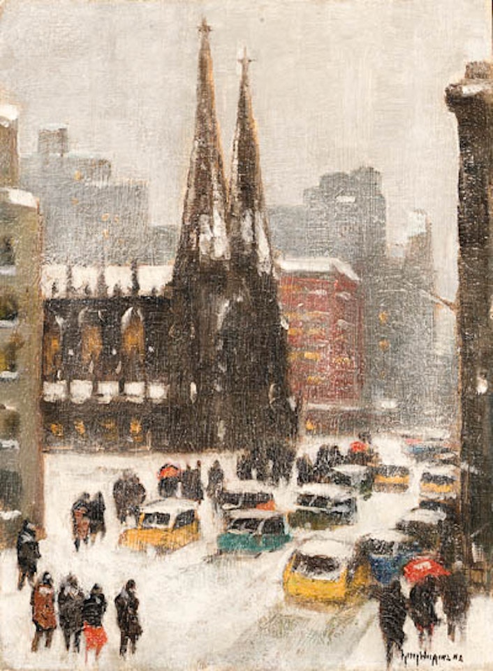 St. Patricks in winter, New York by Guy Carleton Wiggins