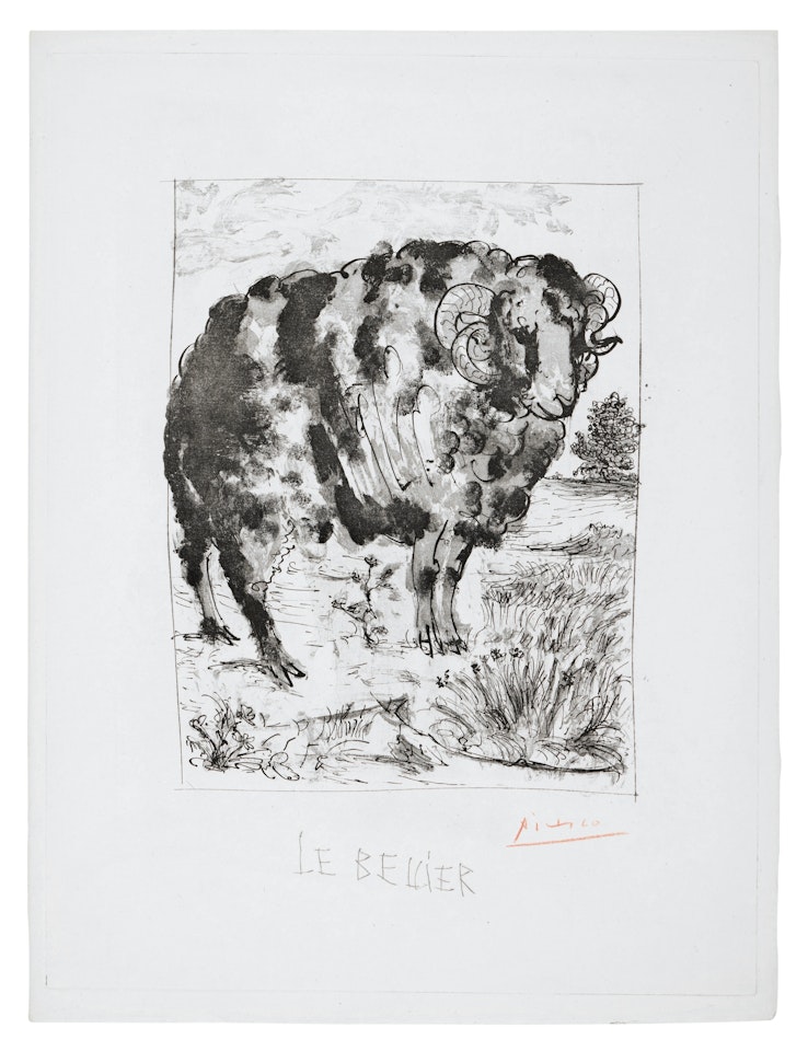 Le Bellier, from Eaux-Fortes originales pour les textes de buffon by Pablo Picasso