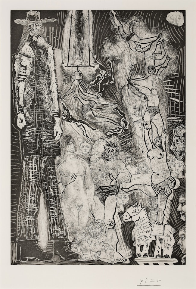 Souvenirs: Cirque, avec el gigante, et autoportrait en bébé-viellard, from the 347 Series by Pablo Picasso