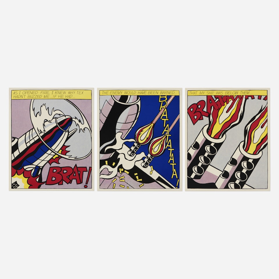 As I Opened Fire posters (triptych) by Roy Lichtenstein