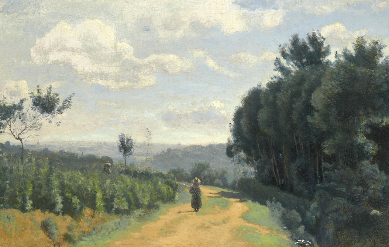 Les hauteurs de Sèvres - Le chemin Troyon by Jean Baptiste Camille Corot