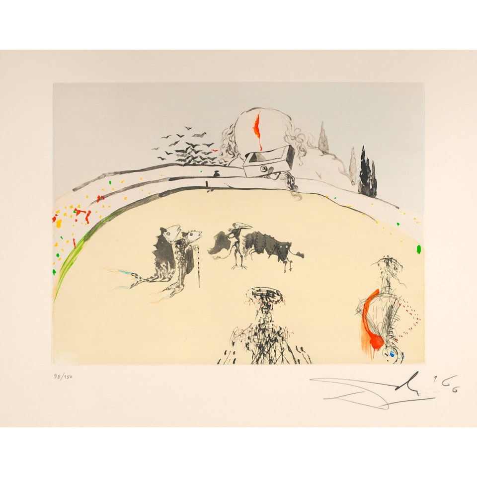 Tauromachie au tiroir (Bullfight in a Drawer), from Tauromachie surréaliste by Salvador Dali