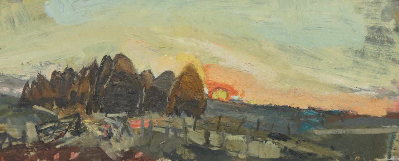 Haystacks and Sun by Joan Eardley