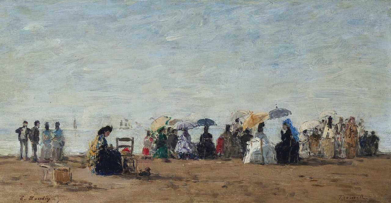 Scène de plage à Trouville by Eugène Boudin