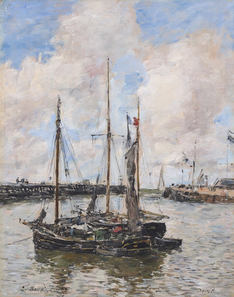 L'entrée du port de Trouville by Eugène Boudin