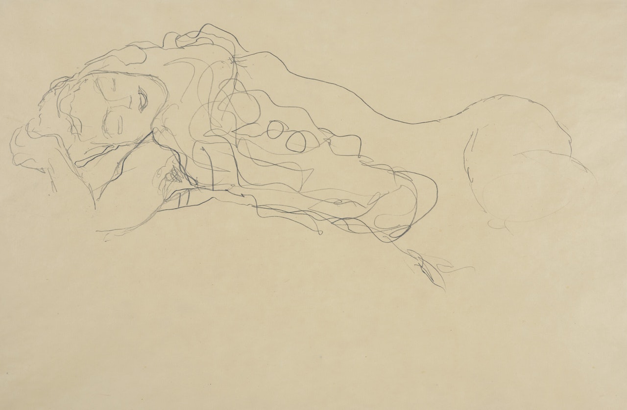 Liegender Halbakt nach links by Gustav Klimt