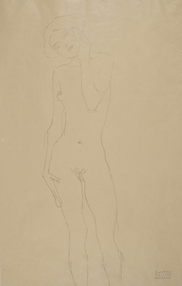 Stehender Mädchenakt von vorne by Gustav Klimt