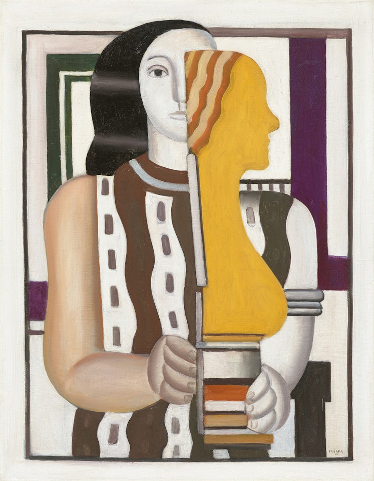 Femme portant une statuette by Fernand Leger